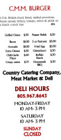 Country Catering Company menu