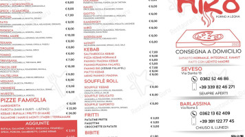 Pizzeria Miro menu