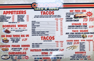 Colosso Taco Subs menu