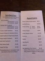 Sunset Bistro menu