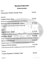 Riverwalck Saloon menu