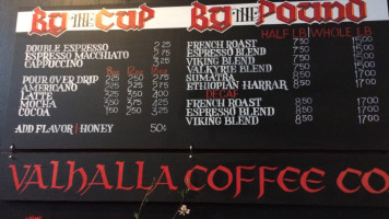 Valhalla Coffee Roasters menu