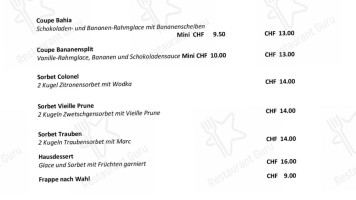 Schloss Sargans Castillo De Sargans menu