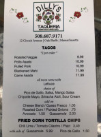 Dilly's Taqueria menu