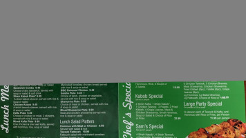 Sam's Kabob House menu