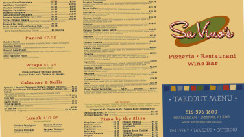 Savino's Restaurant Wine Bar menu