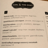 Girl The Goat menu