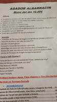 Asador De Albarracin menu