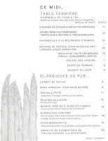 La Table de Fermiere menu