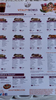 Vitality Bowls menu