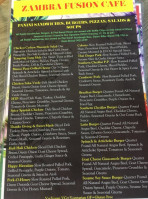 Zambra Fusion Cafe menu