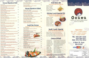 Osawa Japanese Bistro menu