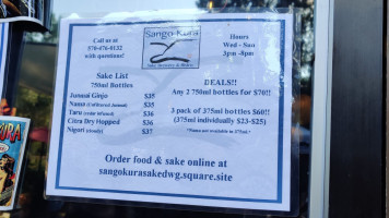 Sango Kura menu