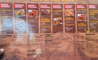 Legends Tavern menu