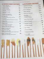 Samurai Sushi Hibachi menu