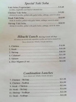 Hibachi Steak Sushi menu