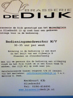 Brasserie De Dijk menu