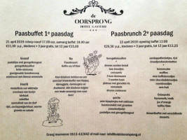 De Oorsprong menu