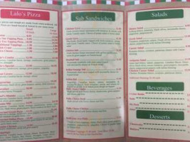 Lalo's Pizza Take Out menu