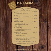 De Foeke menu