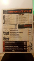 Cerveceria Crystal menu