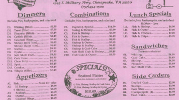 Captain J Seafood menu