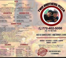 Two Brothers Pizza menu