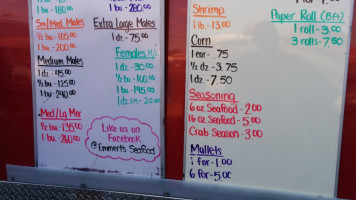 Emmerts Seafood menu