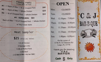 C&j's -b-que menu