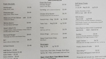 Gene's Stop And Go menu