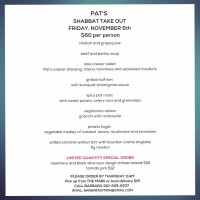 Pat's menu