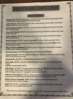 Kelly's Half Shell Pub menu