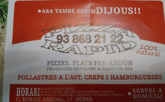 Pizza Ràpid menu