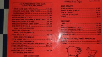 -b-que Shack menu