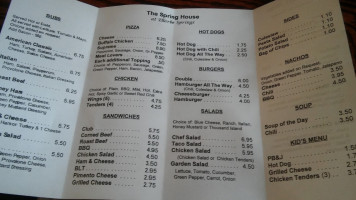 Ellerbe Springs Resort menu