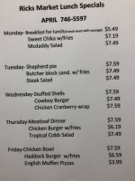 Rick's Market menu