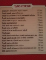 Comodín Taberna Urbana menu