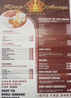 King Aways menu