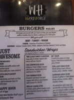 The Warehouse Pub Grub menu