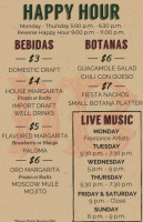 Mi Tierra's Mariachi menu