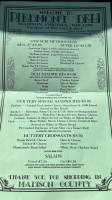 Piedmont Deli menu