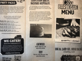 City Barbeque menu