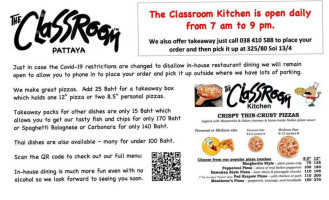 The Classroom Pattaya menu