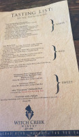 Witch Creek Winery menu