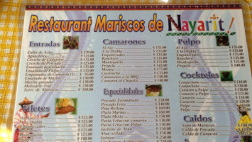 Marisco De Nayarit menu