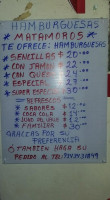 Hamburguesas Matamoros menu