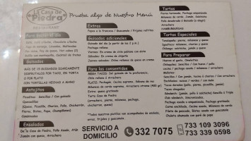 La Casa De Piedra menu