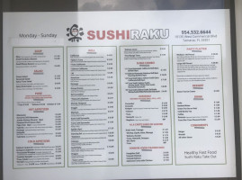 Sushi Raku menu