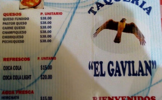 Taquería El Gavilan menu