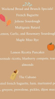 Joliene Bakery menu